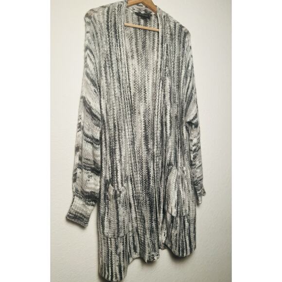Lane Bryant Gray Open-Front Extra Long Cardigan Sz 18/20 Pockets Western Boho - Picture 6 of 11